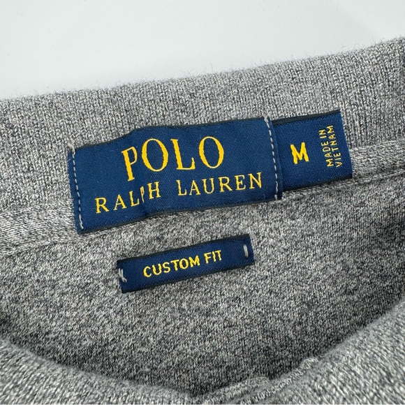 Polo Ralph Lauren Men's Medium Gray Custom Fit Cotton Short Sleeve Polo Shirt - Picture 4 of 7